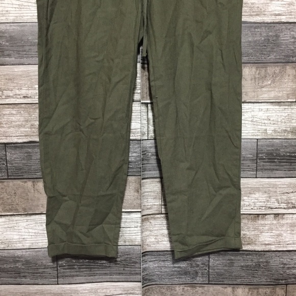 J Crew Linen Cotton Drawstring Pants Women’s 6 Olive Green Cuffed Pockets - Picture 6 of 11